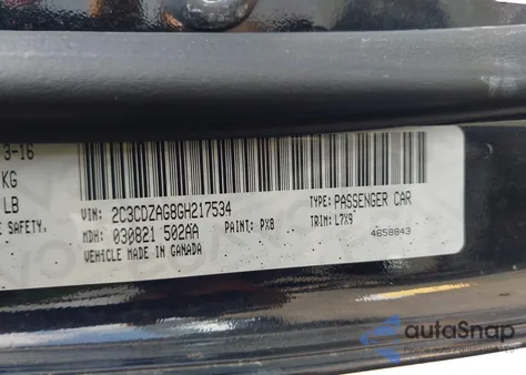 2016 Dodge Challenger Sxt из США, поврежденный, VIN 2C3CDZAG8GH217534